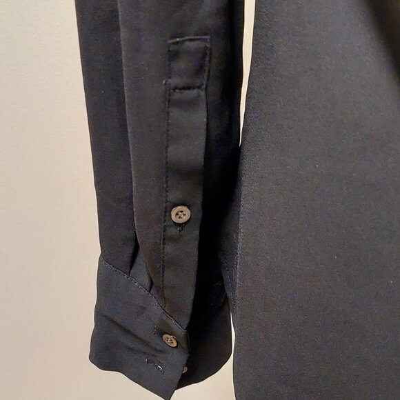 J. Crew (Black Label) Black, Semi-Sheer, Tuxedo Front, L/S, Dress Shirt, Size: 0 - Picture 4 of 7